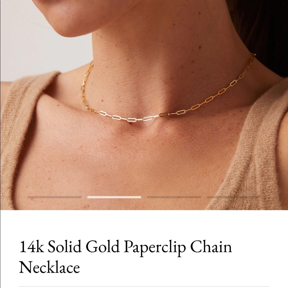 14k Gold Paperclip Necklace
